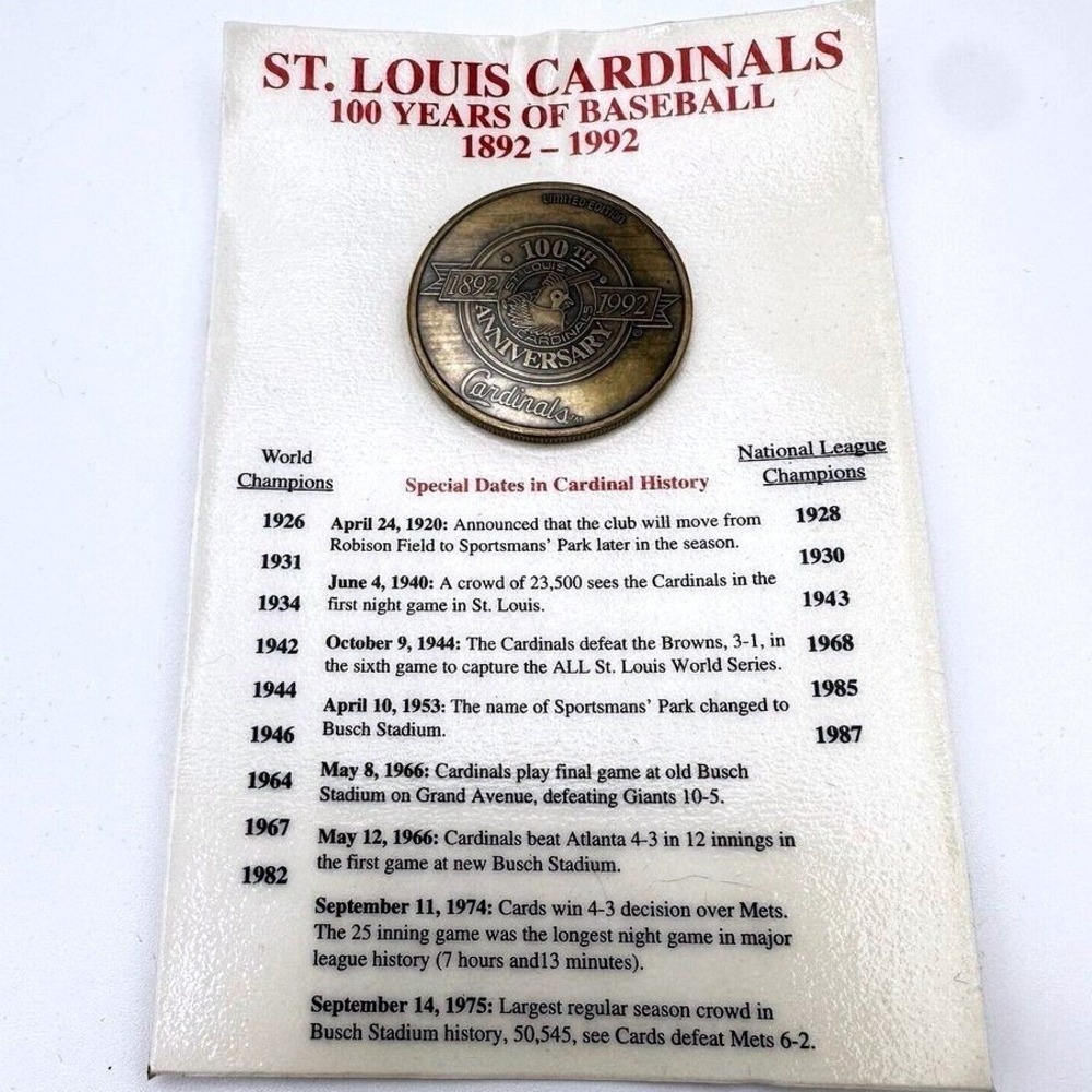 St. Louis Cardinals 100 Years Baseball Anniversary Limited Edition Coin‎